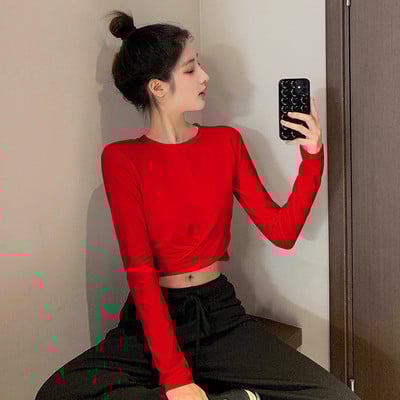 Moodne ühevärviline lühike pluus naistele