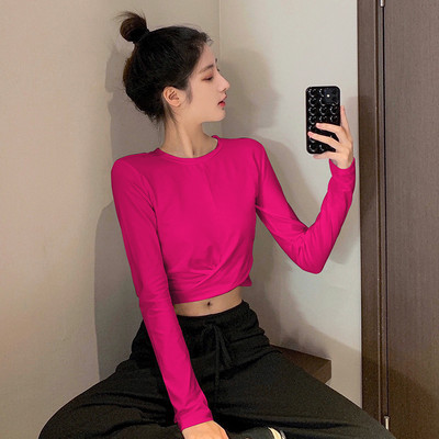 Moodne ühevärviline lühike pluus naistele