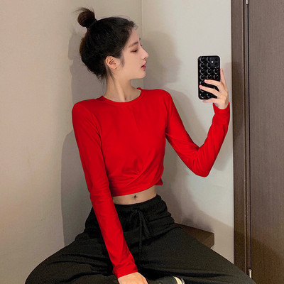 Moodne ühevärviline lühike pluus naistele