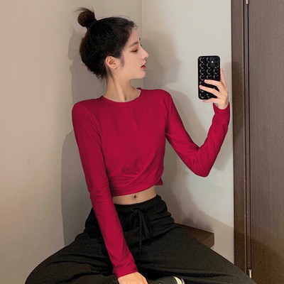 Moodne ühevärviline lühike pluus naistele