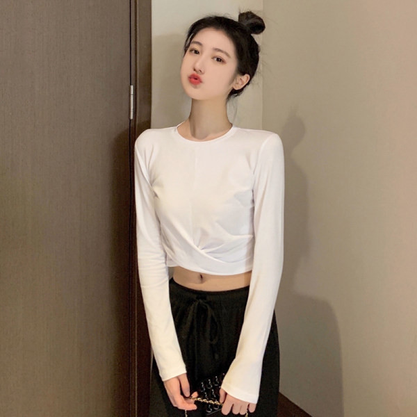 Moodne ühevärviline lühike pluus naistele