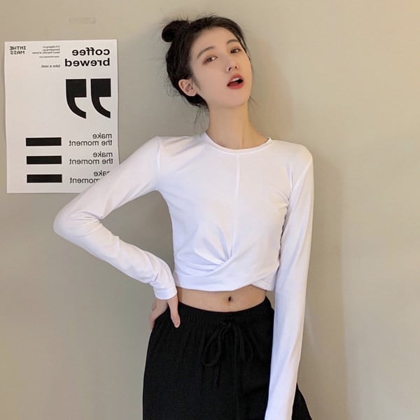 Moodne ühevärviline lühike pluus naistele