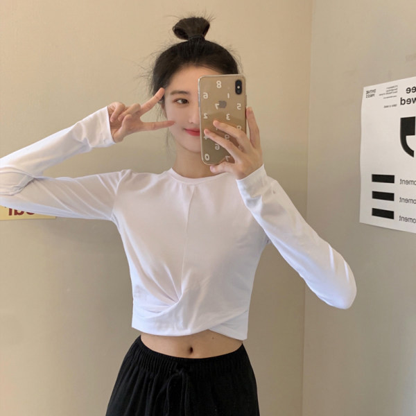 Moodne ühevärviline lühike pluus naistele