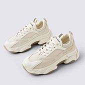 2020-as Chunky Női tornacipő 6 cm Megnövelt, vastag aljú platform Női alkalmi cipők Légáteresztő hálós cipők Női bézs