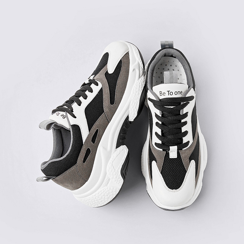 2020-as Chunky Női tornacipő 6 cm Megnövelt, vastag aljú platform Női alkalmi cipők Légáteresztő hálós cipők Női bézs