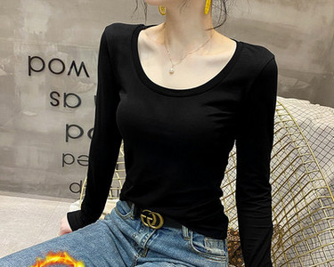 Ühevärviline ümara kaelusega pikkade varrukatega pluus naistele