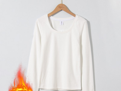 Ühevärviline ümara kaelusega pikkade varrukatega pluus naistele