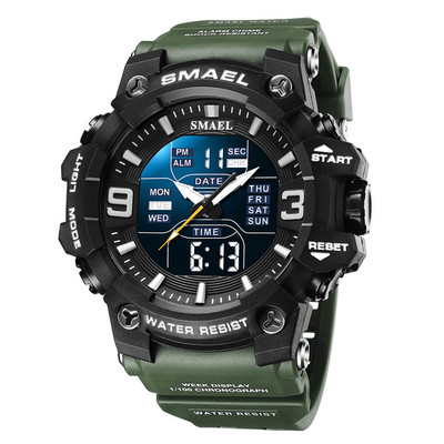 SMAEL kettős idejű digitális férfi karóra divatos sportórák vízálló kronográf elektronikus karóra automatikus dátumjelző 8049