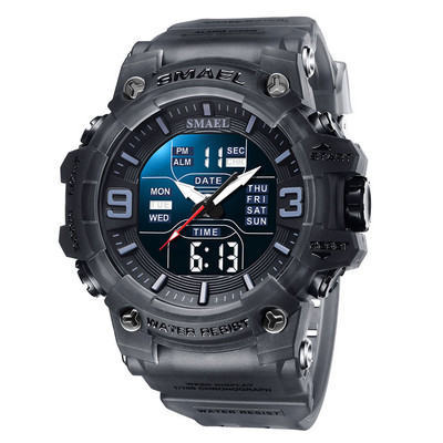 SMAEL kettős idejű digitális férfi karóra divatos sportórák vízálló kronográf elektronikus karóra automatikus dátumjelző 8049