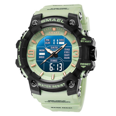SMAEL kettős idejű digitális férfi karóra divatos sportórák vízálló kronográf elektronikus karóra automatikus dátumjelző 8049