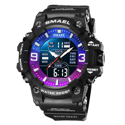 SMAEL kettős idejű digitális férfi karóra divatos sportórák vízálló kronográf elektronikus karóra automatikus dátumjelző 8049