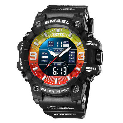 SMAEL kettős idejű digitális férfi karóra divatos sportórák vízálló kronográf elektronikus karóra automatikus dátumjelző 8049