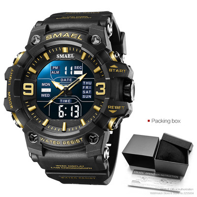 SMAEL kettős idejű digitális férfi karóra divatos sportórák vízálló kronográf elektronikus karóra automatikus dátumjelző 8049