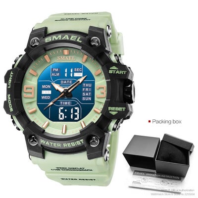 SMAEL kettős idejű digitális férfi karóra divatos sportórák vízálló kronográf elektronikus karóra automatikus dátumjelző 8049