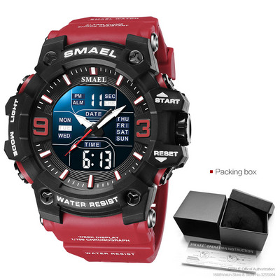 SMAEL kettős idejű digitális férfi karóra divatos sportórák vízálló kronográf elektronikus karóra automatikus dátumjelző 8049