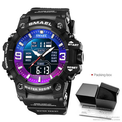 SMAEL kettős idejű digitális férfi karóra divatos sportórák vízálló kronográf elektronikus karóra automatikus dátumjelző 8049
