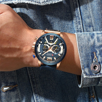 Ανδρικό ρολόι τρέχουσας κορυφαίας επωνυμίας Πολυτελές δερμάτινο ρολόι αδιάβροχο Chronograph Ανδρικό ρολόι χειρός Αθλητικό ανδρικό ρολόι Νέο Relogio Masculino 8329