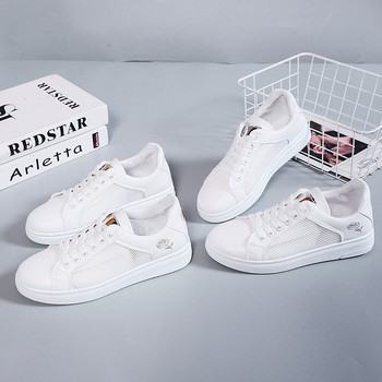 Λευκά παπούτσια Γυναικεία πάνινα παπούτσια Άνοιξη Καλοκαίρι 2022 Δωρεάν αποστολή Τένις Casual Flat παπούτσια Αθλητικά παπούτσια για κορίτσια με χοντρό πάτο