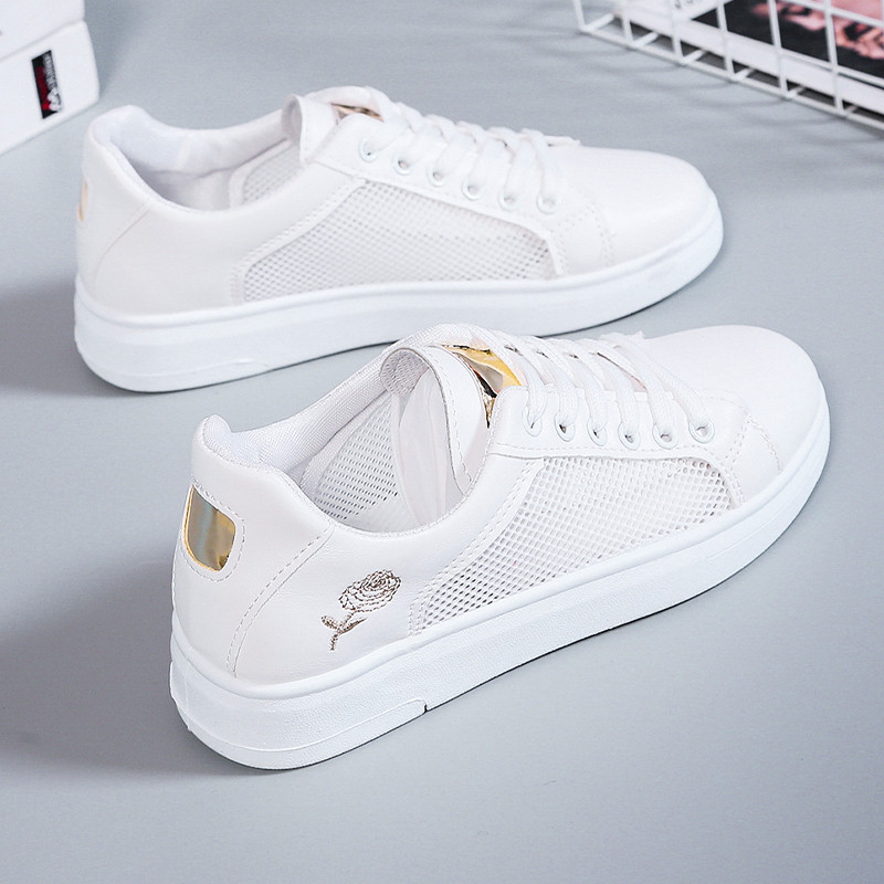 Balti batai, moteris, pavasaris vasara, 2022 m. Moteriški sportbačiai Nemokamas pristatymas Teniso laisvalaikio plokščiapadžiai sportiniai batai mergaitėms storu dugnu