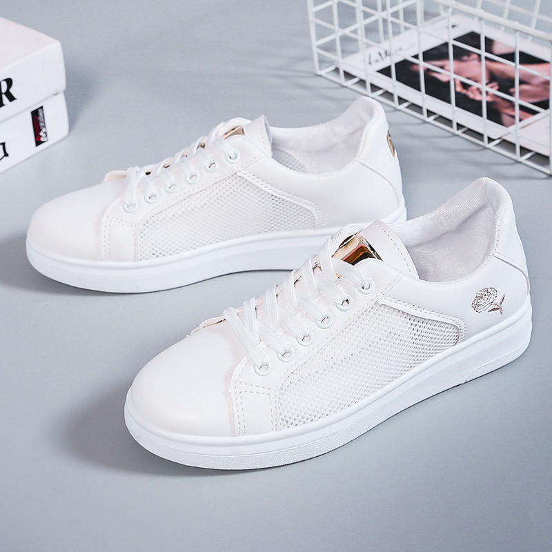 Balti batai, moteris, pavasaris vasara, 2022 m. Moteriški sportbačiai Nemokamas pristatymas Teniso laisvalaikio plokščiapadžiai sportiniai batai mergaitėms storu dugnu