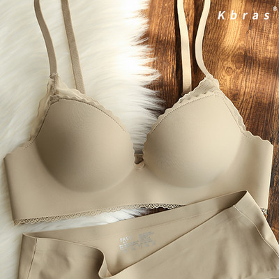 Naiste õmblusteta pitsrinnahoidja reguleeritavate rihmade ja kaheosalise komplektiga