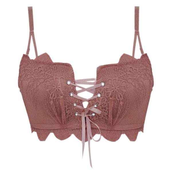 Moteriška nėriniuota kelių spalvų liemenėlė su raišteliais