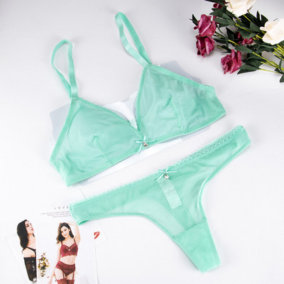 Naiste naistepesu rinnahoidja ja stringide komplekt võrguga