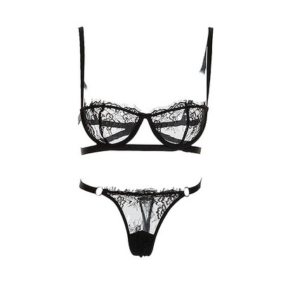 Dviejų dalių nėrinių komplektas - liemenėlė ir stringai