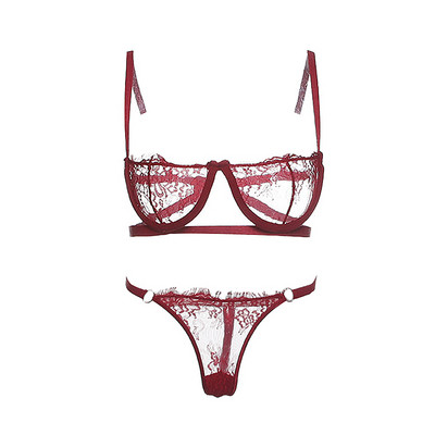 Dviejų dalių nėrinių komplektas - liemenėlė ir stringai