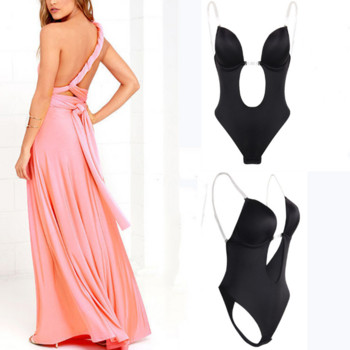 Σέξι Full Bodyshaper Γυναικείο Σουτιέν Deep V Convertible Σουτιέν Thong Shapewear Backless Invisible Push Up Εσώρουχα αδυνατίσματος