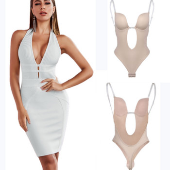 Σέξι Full Bodyshaper Γυναικείο Σουτιέν Deep V Convertible Σουτιέν Thong Shapewear Backless Invisible Push Up Εσώρουχα αδυνατίσματος