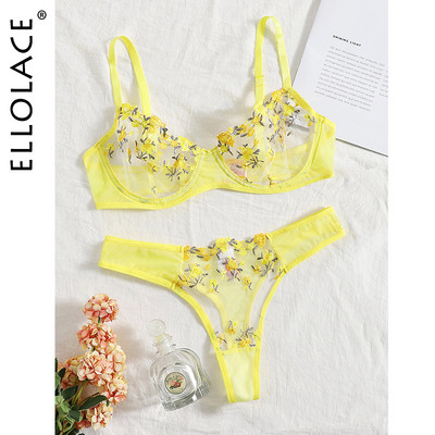 Ellolace naistepesu Seksikas lilltikandiga aluspesu läbipaistev pits lühike nahahoolduskomplektid õrn haldjakomplekt, naine, 2 tükki