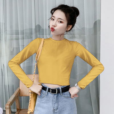 Švaraus moteriško modelio palaidinė ilgomis rankovėmis