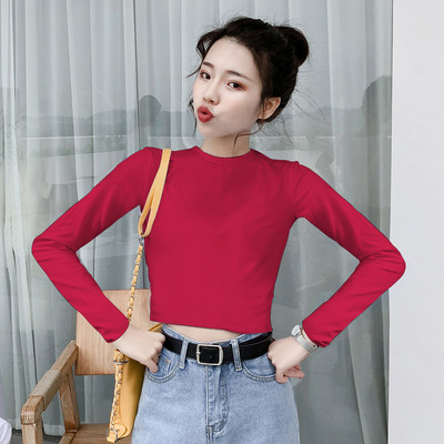 Švaraus moteriško modelio palaidinė ilgomis rankovėmis