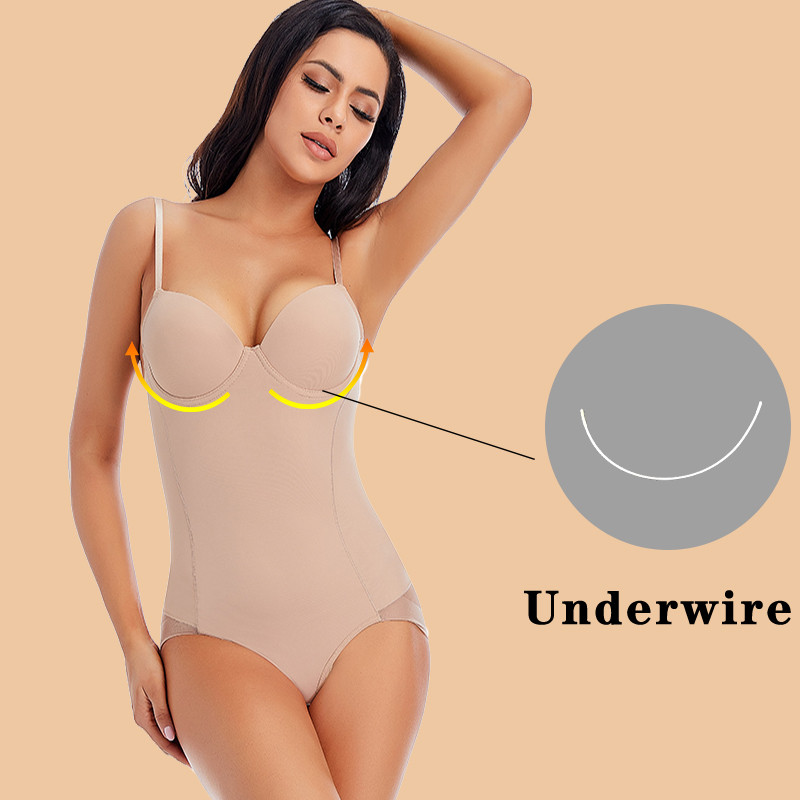 Underwire fehér Body Női Alakformáló Stretch Egyszínű Selymes Fehérnemű Body Formák