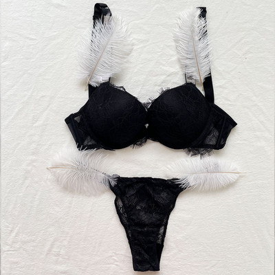 Must pitsist rinnahoidjakomplekt Luksuslik kividega Seksikas pesu Brändi Disain Kirjaga Aluspesu Naiste Õmblusteta Push Up Koguge Bralette Naine