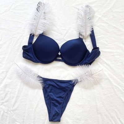 Must pitsist rinnahoidjakomplekt Luksuslik kividega Seksikas pesu Brändi Disain Kirjaga Aluspesu Naiste Õmblusteta Push Up Koguge Bralette Naine