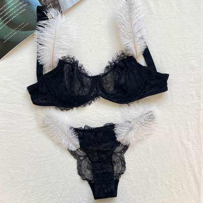 Must pitsist rinnahoidjakomplekt Luksuslik kividega Seksikas pesu Brändi Disain Kirjaga Aluspesu Naiste Õmblusteta Push Up Koguge Bralette Naine