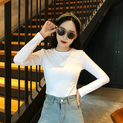 Puhta mudeliga naiste pikkade varrukate ja ovaalse kaelusega pluus