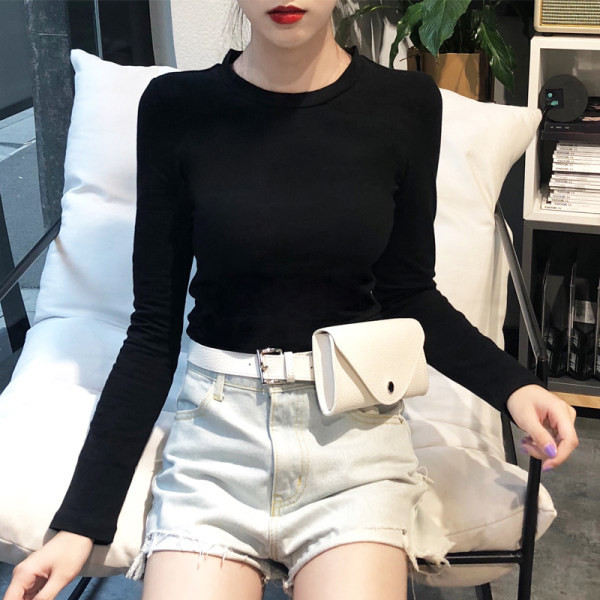 Puhta mudeliga naiste pikkade varrukate ja ovaalse kaelusega pluus