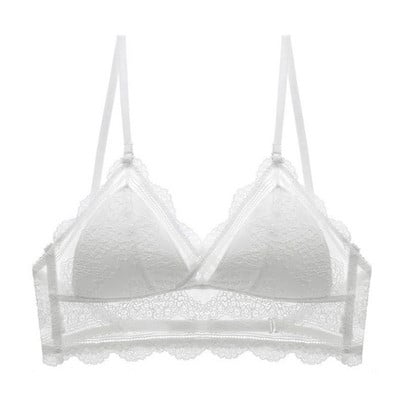 Seksikas pitsist rinnahoidja sügav U seljata bralette, kolmnurkne pehme õmblusteta aluspesu naiste madalal seljal läbipaistvad rinnahoidjad Biustonosz mantlid