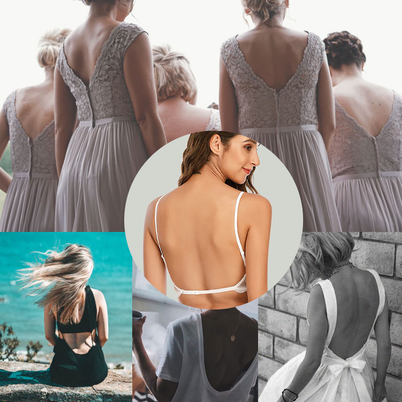 Seksikas pitsist rinnahoidja sügav U seljata bralette, kolmnurkne pehme õmblusteta aluspesu naiste madalal seljal läbipaistvad rinnahoidjad Biustonosz mantlid