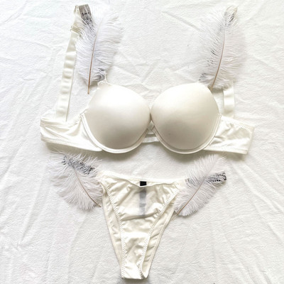 Szexi melltartó szett Luxus strassz fehérnemű Márka Design betűs fehérnemű Női Varrat nélküli Push Up Gather Lace Bralette Női