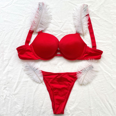 Szexi melltartó szett Luxus strassz fehérnemű Márka Design betűs fehérnemű Női Varrat nélküli Push Up Gather Lace Bralette Női