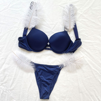 Szexi melltartó szett Luxus strassz fehérnemű Márka Design betűs fehérnemű Női Varrat nélküli Push Up Gather Lace Bralette Női