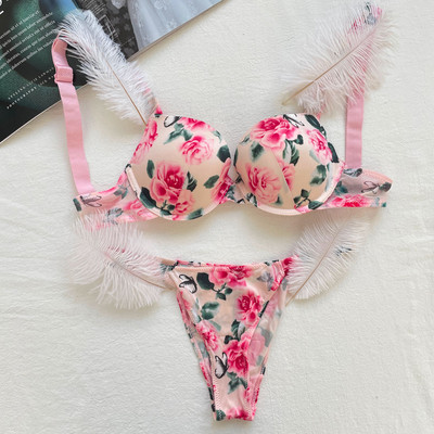 Szexi melltartó szett Luxus strassz fehérnemű Márka Design betűs fehérnemű Női Varrat nélküli Push Up Gather Lace Bralette Női