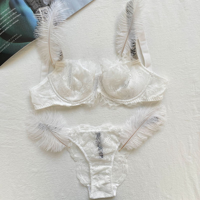 Szexi melltartó szett Luxus strassz fehérnemű Márka Design betűs fehérnemű Női Varrat nélküli Push Up Gather Lace Bralette Női