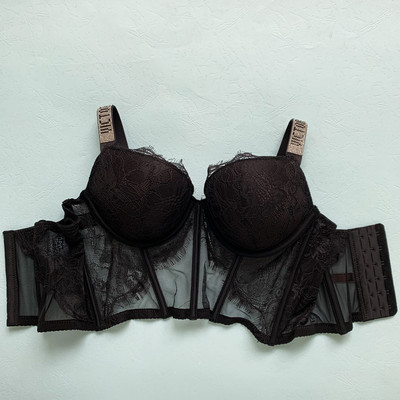 Szexi melltartó szett Luxus strassz fehérnemű Márka Design betűs fehérnemű Női Varrat nélküli Push Up Gather Lace Bralette Női