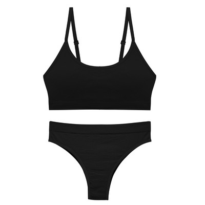 CINOON Bešavne majice bez rukava Komplet grudnjaka Žensko donje rublje Bežični grudnjak Crop Top Ženske donje gaće s niskim strukom Mekano donje rublje s braletteom