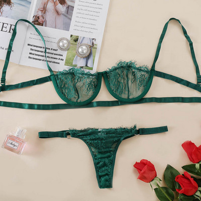 „Ellolace“ apatinis trikotažas, moteriškas apatinis trikotažas, seksualus erotinis apatinis liemenėlės komplektas, moteriškas 2 dalių trumpi odos priežiūros rinkiniai Breves egzotiški rinkiniai